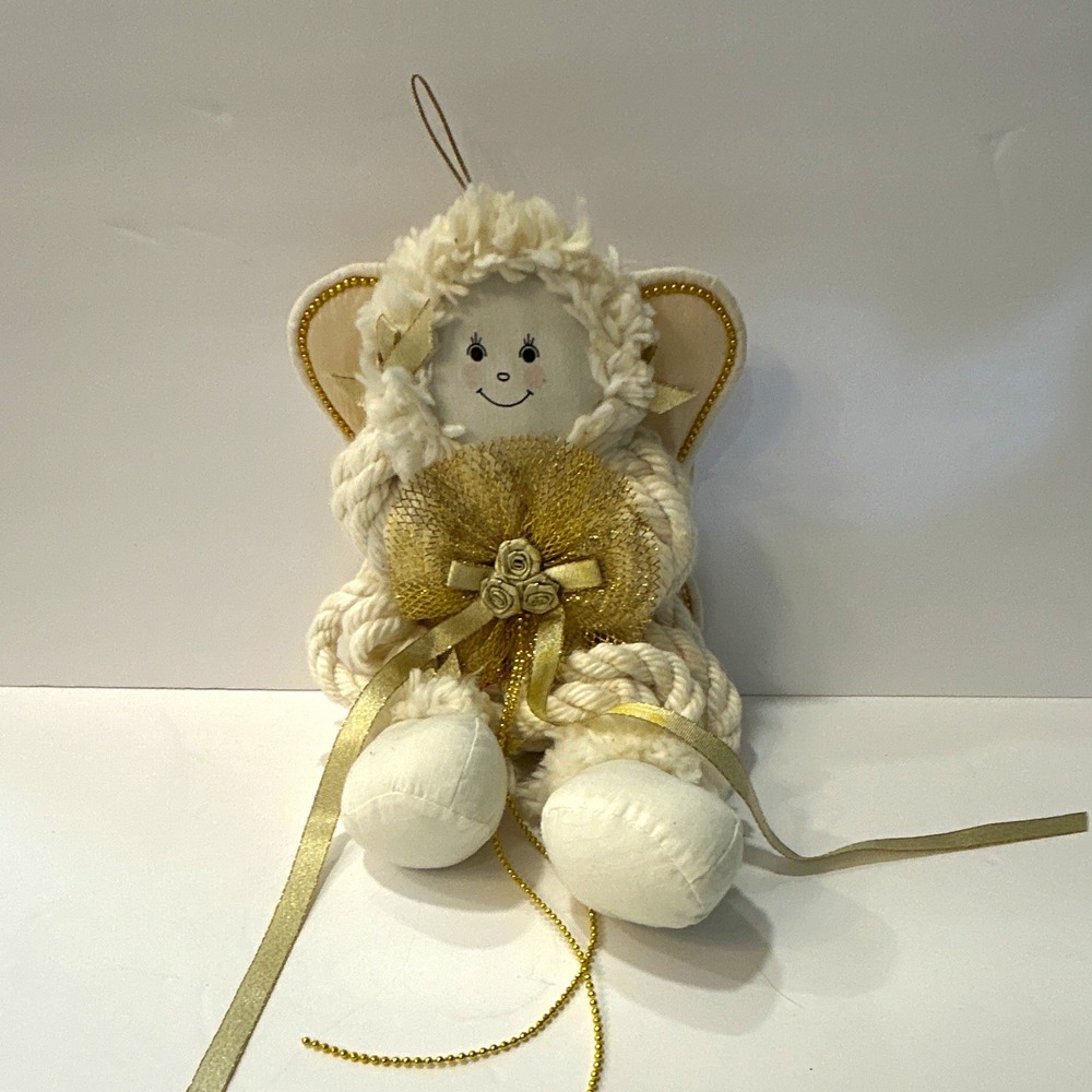 Angel Express Angel Babies White Gold Fabric Hanging Angel Christmas Ornament